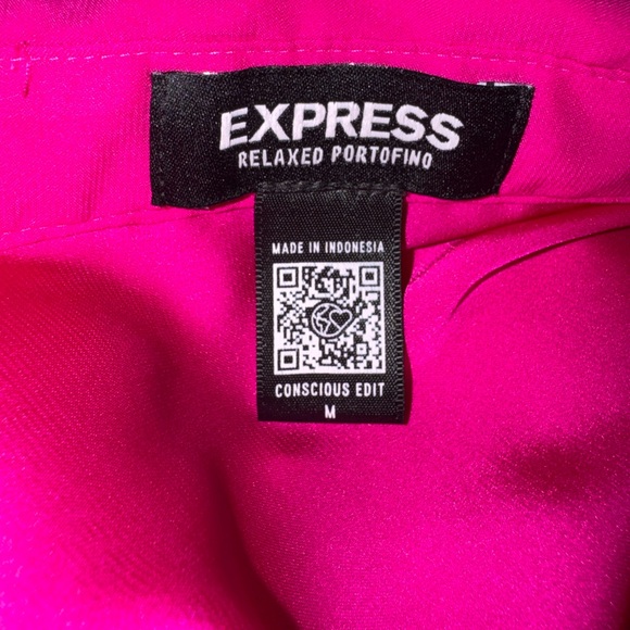 Express Hot Pink Tie-Hem Button-Down Shirt - Picture 6 of 7